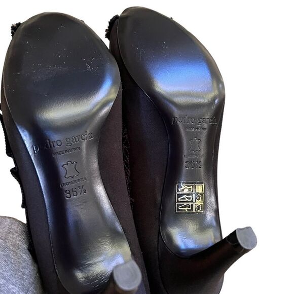Pedro Garcia Noemi Black Satin Heels 6.5 NEW with box - Picture 12 of 13